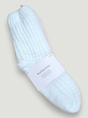 Cozy Wool Blend Reading Socks Women 4–10 Cream Sherpa Lined Non Slip Gripper